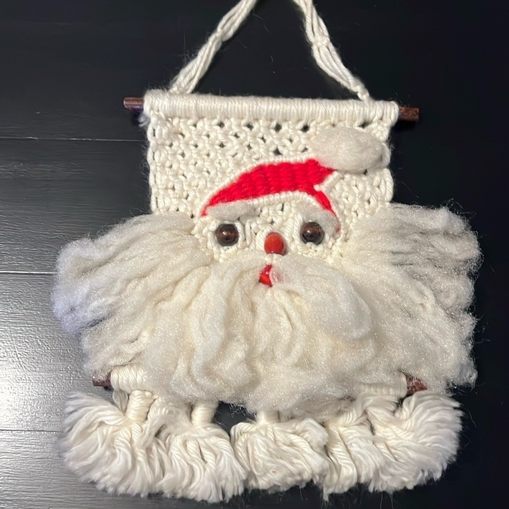 Vintage Macrame Santa